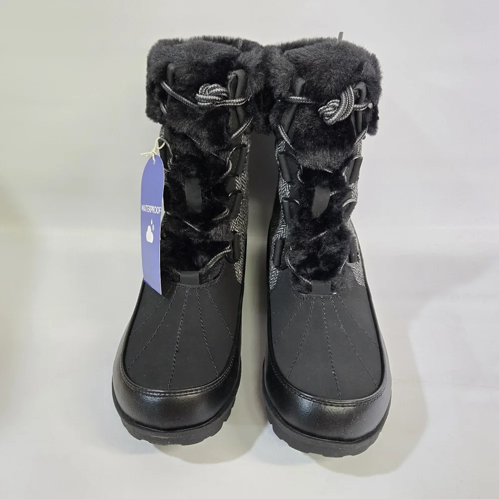 JBU Jambu Northgate Waterproof Winter Boots Black 10 Faux Fur Traction Comfort